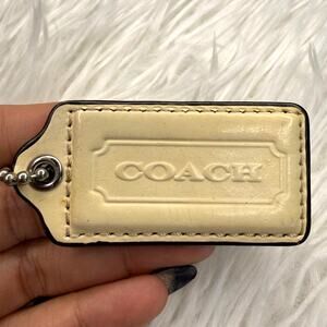 2" COACH Yellow White Fob Bag Charm Hang tag Hangtag